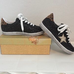 Very G Black and Silver Glitter Sneakers